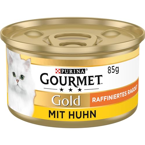  PURINA Gold Raffiniertes Ragout Katzenfutter nass mit Huhn 12er Pack 12x 85g
