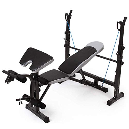 XDLEDMKIZ Hantelbank mit Ablage vielseitige verstellbare Hantelbank mit Beinstreckung Schrägbank für Sit-ups Bauchmuskeltraining