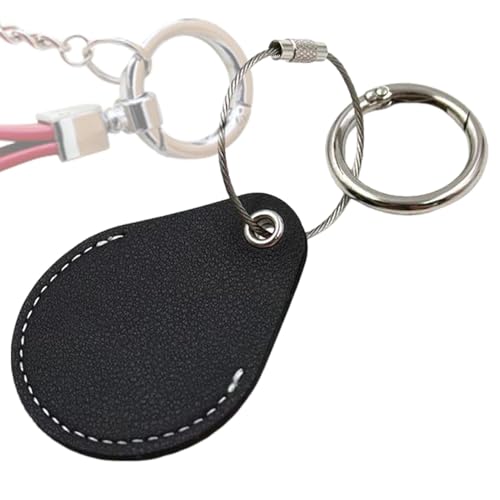 Tracker-Halter Schlüsselanhänger tropfenförmiger Tracker-Halter aus PU-Leder Artikelfinder Zubehör Ringhalter Schlüsselanhänger GPS-Schutzhülle für Geldbörse Gepäck