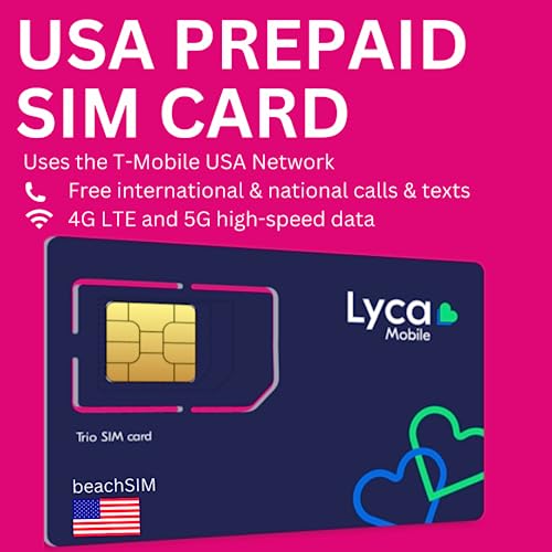 Lycamobile 9GB USA SIM-Karte Prepaid - Mobile Daten 4G LTE Unbegrenzte Nationale Internationale Anrufe SMS 9GB für 30 Tage