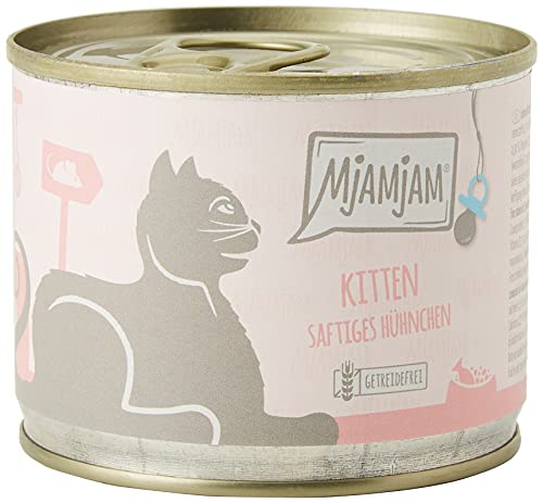 MjAMjAM   Premium Nassfutter für   Kitten saftiges Hühnchen Lachsöl 6er Pack 6x 200g getreidefrei extra viel Fleisch