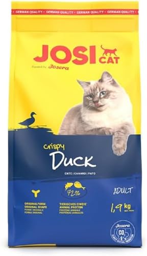 JosiCat Crispy Duck 3 x 1 9 kg Katzenfutter mit köstlicher Ente wertvollen Fettsäuren Vitaminen Spurenelementen Premium Trockenfutter für ausgewachsene Katzen powered by JOSERA 3er Pack