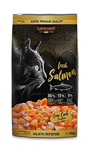 Leonardo Fresh Salmon Poultry 4kg Katzenfutter Trockenfutter mit 85% Frischfleisch für Alleinfuttermittel für ausgewachsene Aller Rassen ab 1 Jahr
