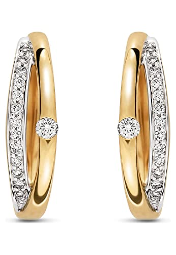 CHRIST Damen-Creolen 585er Gelbgold 2 Diamant One Size 87720985