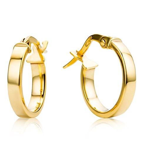 MIORE goldene Ohrringe Damen- 9 Karat 375 Creolen Gold- Hoops Gelbgold- hautfreundliche Echtgold Ohrringe 2.5 x 13.5 mm- Damen Schmuck vom Juwelier