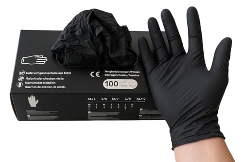 B teurobrecher 1000 Stück Nitril Einweghandschuhe 10x100 Stück Schwarz Puderfrei und Latexfrei Größen S bis XL Einmalhandschuhe für Medizinische und Gewerbliche Anwendung L
