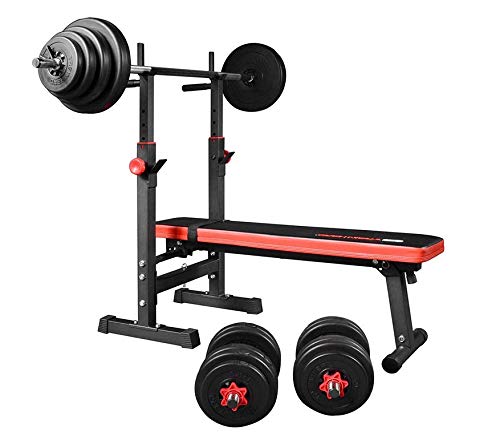 TrainHard Hantelbank Drückerbank BlackCombo Multifunktion klappbar und verstellbar mit Gewichten 50 kg bis 160 kg Langhantel Kurzhantel Curlhantel z.Wahl mit 90 kg Lang- Kurzhantel