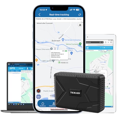 TKMARS GPS Tracker Auto Fahrzeug GPS Tracking Echtzeit-Tracking GPS Ortung starker Magnet GPS Tracker 10000mah Lange Standby GPS Locator für kostenlose App Web SMS-Tracking TK915