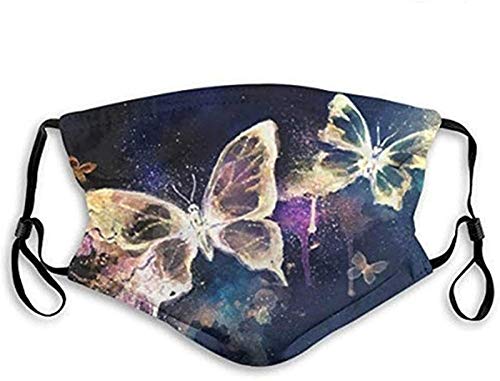 Youning Kinder Mundschutz mit Motiv Schmetterling Bandana Waschbar Mundschutz Multifunktion Mundschutz wiederverwendbar Atmungsaktiv Sport Halstuch Bunt 3D Drucken Earloop-Schal A8