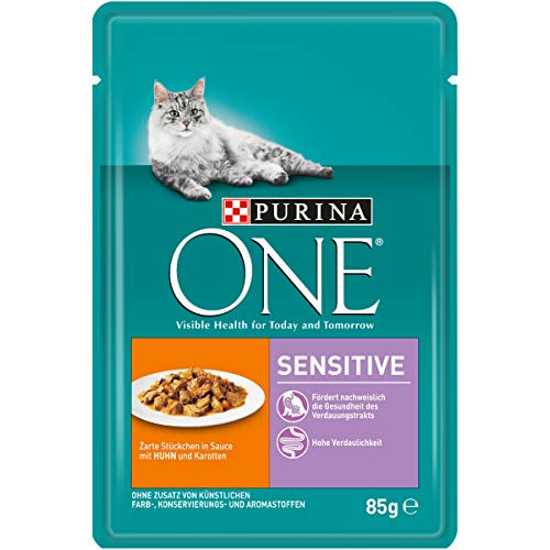 PURINA ONE Katzennassfutter hochwertige Katzennahrung reich an Vitaminen und Mineralstoffen 24er Pack 24 x 85 g Beutel