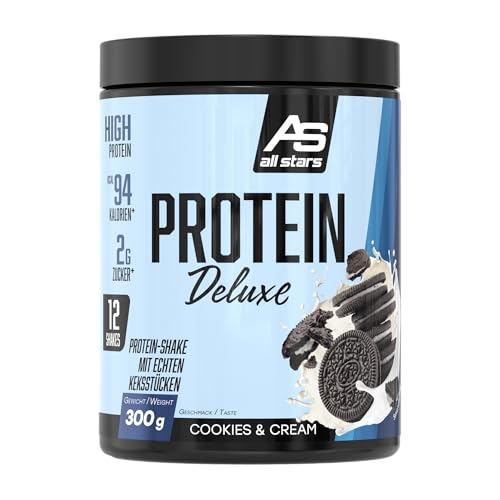 ALL STARS Protein Deluxe Whey Protein Pulver 300g Cookies and Cream mit Keksstücken - Leckerer Protein Shake mit ca. 69% Eiweiß 4 hochwertige Protein-Komponenten