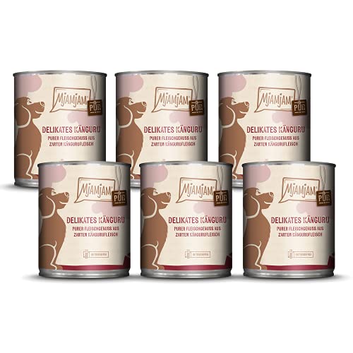MjAMjAM - Premium Nassfutter für Hunde - purer Fleischgenuss - delikates Känguru pur 6er Pack 6 x 800 g getreidefrei mit extra viel Fleisch