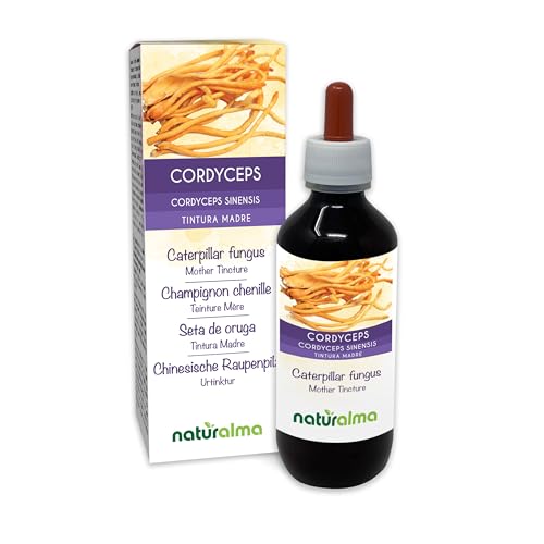 Cordyceps oder Chinesische Raupenpilz Cordyceps sinensis oder Ophiocordyceps sinensis Pilz Alkoholfreier Urtinktur Naturalma - Flüssig-Extrakt Tropfen 200 ml - Nahrungsergänzungsmittel - Veganer