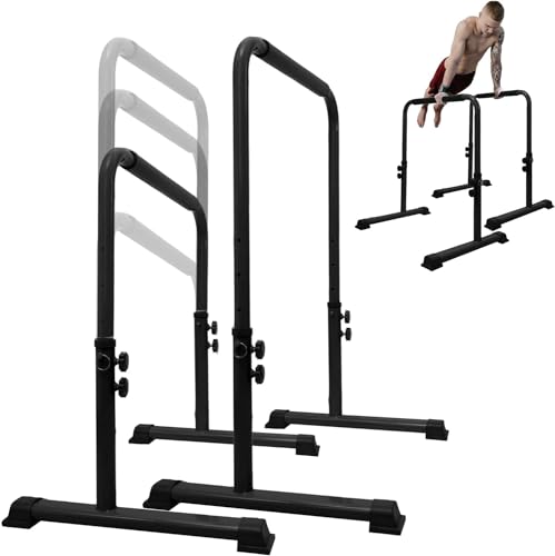 Fitarc Dip-Bar verstellbare Dip-Ständerstation mit Sicherheitsanschluss für das gesamte Körper-Krafttraining höhenverstellbar von 76 2 cm - 99 1 cm Klimmzüge und Liegestützen schwarz