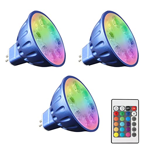 Noobibaba MR16 Farbwechsel-LED-Lampen GU5.3 LED-Lampen 5W 12V Einteilige MR16-Tasse aus Aluminiumdruckguss warmweiß 15 Multicolor 3-Stück