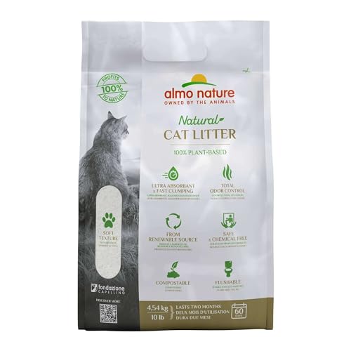 Almo Nature Natural Cat Litter Soft Texture - Klumpende Katzenstreu 100% pflanzlich biologisch abbaubar ergiebig und gegen Gerüche. Sack 4 54Kg