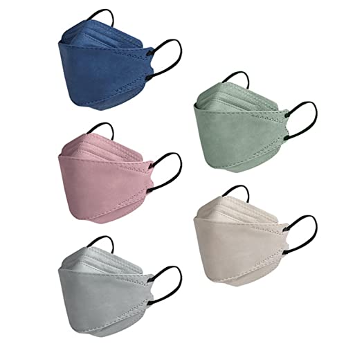 Jimmackey 50 Stück Erwachsener Mundschutz Einweg 4-lagig Atmungsaktiv Filteration Face Cover 3D Bunte Mund und Nasenschutz Mundschutzmaske Einwegmasken hohe Filteration F