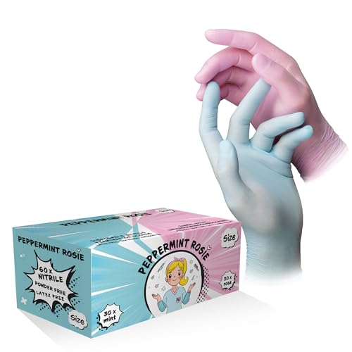 AMPRI Nitrilhandschuhe mint rosa Farbenmix 60 Stück Box Größe XL puderfrei Style Peppermint Rosie Nitril Einmalhandschuhe Einweghandschuhe in den Größen XS S M L XL