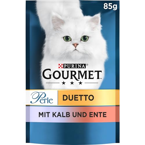 PURINA GOURMET Perle Duetto Katzenfutter nass mit Kalb und Ente 26er Pack 26 x 85g