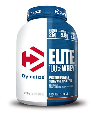 Dymatize Elite 100% Whey Chocolate Fudge 2170g - High Protein Low Sugar Pulver Whey Protein und BCAAs