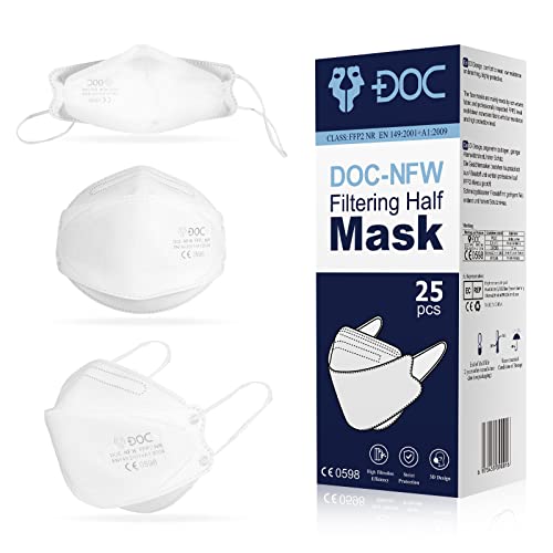 DOC 5-lagige ventillose Masken Staub- und Partikelmasken 25 Masken 25 EU-zertifizierte FFP2-Masken