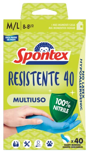 Spontex 40 Stück Einweg-Handschuhe Hypoallergen Nitrilhandschuhe Größe M L