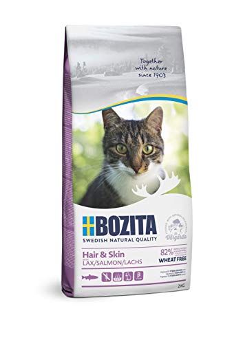 BOZITA Hair Skin Weizenfrei mit Lachs - Trockenfutter für erwachsene Katzen dass Haut- und Fellpflege unterstützt 2 kg