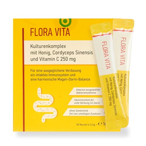 Flora Vita Kulturen Komplex 30 Beutel mit Honig Cordyceps Sinensis und Vitamin C magensaftresistent durch koreanischen Fermentierungsprozess