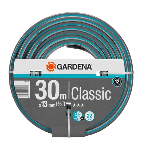 Gardena Classic Schlauch 13 mm 1 2 Zoll 30 m Universeller Gartenschlauch aus robustem Kreuzgewebe 22 bar Berstdruck druck- und UV-beständig 18009-20 30m ohne Systemteile