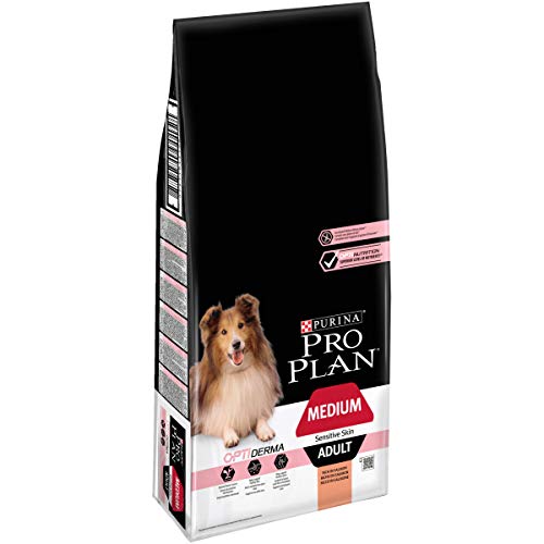  PURINA Medium Adult Sensitive Skin Hundefutter trocken reich an Lachs 1er Pack 1x 14 kg