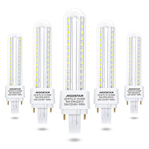 Led Kaltweiß 11W PLC 3 Mains Birne Lampe 6500K 1070 Lumen Abstrahlwinkel 360 Grad 2U Glühbirnen 5 Stücke Energiesparend