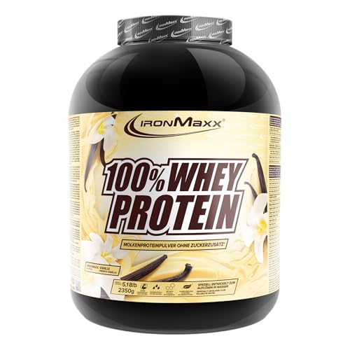 IronMaxx 100% Whey Protein Pulver 2350g - Vanille Cremiger Eiweißshake mit BCAAs EAAs High Protein Low Carb zuckerarm Ideal für Muskelaufbau Diät Fitness