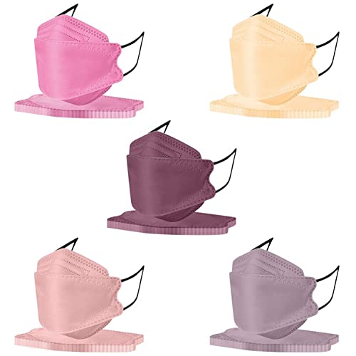 Jimmackey 50 Stück Erwachsener Mundschutz Einweg 4-lagig Atmungsaktiv Filteration Face Cover 3D Bunte Mund und Nasenschutz Mundschutzmaske Einwegmasken hohe Filteration H