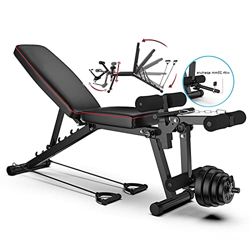 HBBY Schrägbank Hantelbank Klappbar Trainingsbank Verstellbar mit Beincurler Sit Up Bank 200kg Belastbar 5-Fach Rückenlehne Verstellbar