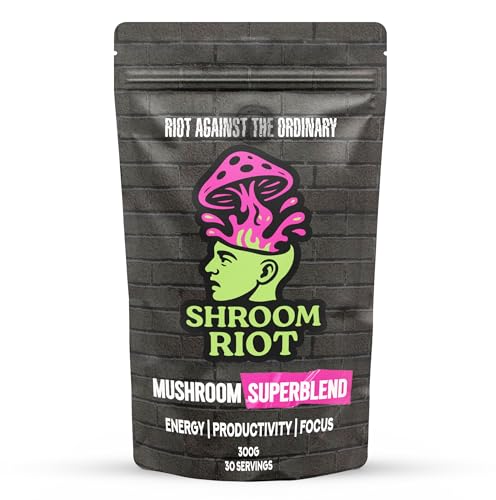 Shroom Riot Kakao-Vitalpilz-Supermischung Lösliches Schokoladengetränkepulver mit Lion s Mane Chaga Reishi Cordyceps 300 g 30 Portionen