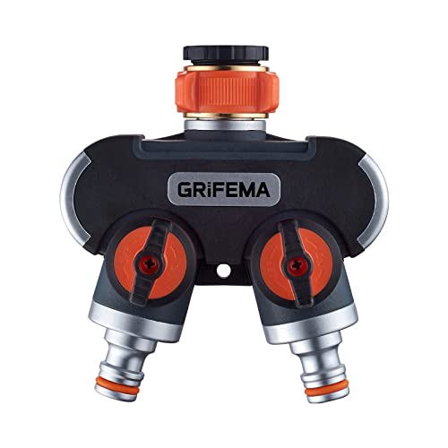 GRIFEMA 2 Wege Verteiler 3 4 und 1 2 Wasseranschluss Verteiler 2 Geräte Können Gleichzeitig Verbunden Werden Einstellbarer Wasserdurchfluss Orange Schwarz