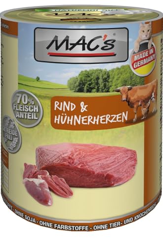 Mac s Katzenfutter getreidefrei Rind Hühnerherzen 400 g Pack of 6