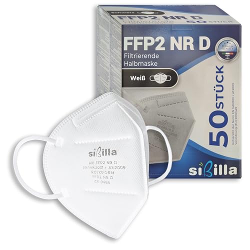 50 Stück CE-zertifizierte schwarze FFP2-Masken Made in Italy Leichte und komfortable 5-lagige FFP2 NR D-Maske einzeln versiegelt. EN 149 2001 A1 2009 weiß