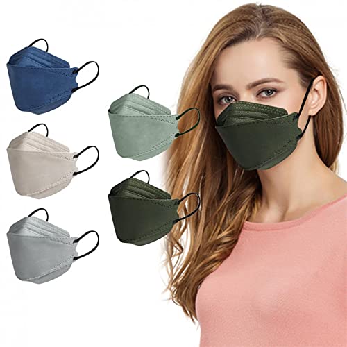 Jimmackey 50 Stück Erwachsener Mundschutz Einweg 4-lagig Atmungsaktiv Filteration Face Cover 3D Bunte Mund und Nasenschutz Mundschutzmaske Einwegmasken hohe Filteration D