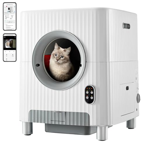 Merax 68L Katzenklo Selbstreinigend Selbstreinigende Katzentoilette Intelligente Katzentoilette Echtzeit Kameraüberwachung Tuya APP-Steuerung Silberionen-Sterilisation für Katzen 1-8kg