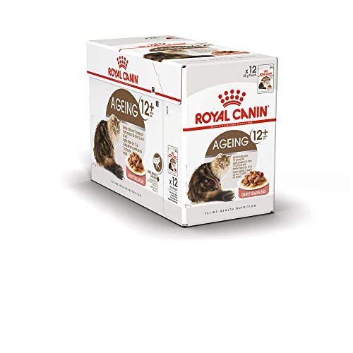 Royal Canin Ageing 12 in Soße 12 x 85 g Alleinfuttermittel für Senior Katzen ab dem 12. Lebensjahr Kann die Gesundheit der Nieren und Gelenke unterstützen