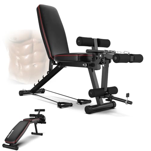 Klappbare Hantelbank multitrainer Mit Beinstrecker Und -beuger Hantelbank Verstellbar - 5-stufige Steigung Neigung Tragfähigkeit 200 Kg Für Krafttraining Zuhause