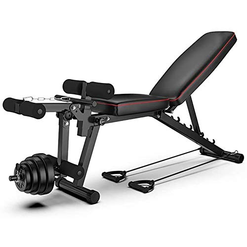 LJBOZ Hantelbank Verstellbar Fitness Schrägbank Bauchtrainer Verstellbare Sit-Up-Bank mit Beinverlängerung und Beincurl Multifunktion TrainingsBank Set für Ganzkörpertraining
