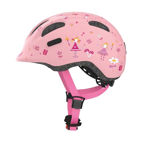 ABUS Kinderhelm Smiley 2.0   Robuster Fahrradhelm für Mädchen und Jungs   Rosa mit Prinzessinnen Muster Größe S