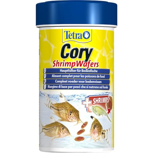 Tetra Cory ShrimpWafers - Fischfutter für am Boden fressende Fische mit 10 % Shrimps 100 ml Dose
