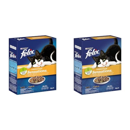 FELIX Farmhouse Sensations Katzenfutter trocken mit Huhn und Truthahn 2er Pack 1 x 1kg