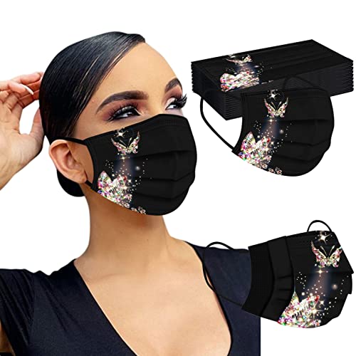 TT  50 PCS Herren Damen mit 3D Druck 3Ply Atmungsaktiv Disposable Gesichtsmaske Schutzmaske Einwegmasken Mouth Bandanas Schals 50PCS