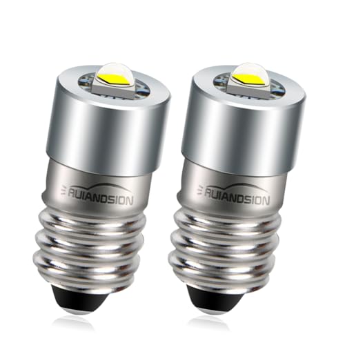Ruiandsion LED Taschenlampen Glühbirne Upgrade E10 Base DC 3-24V 3030 LED Ersatzbirne für Taschenlampen Arbeitsfackel oder Fahrrad 2er Pack