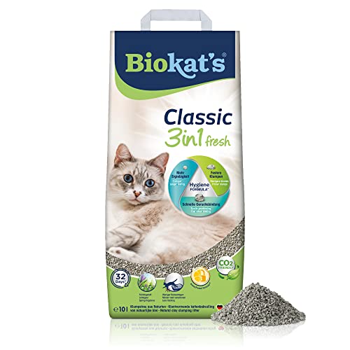 Biokat s Classic fresh 3in1 mit Frühlings-Duft - Klumpende Katzenstreu mit 3 unterschiedlichen Korngrößen - 1 Sack 1 x 10 L