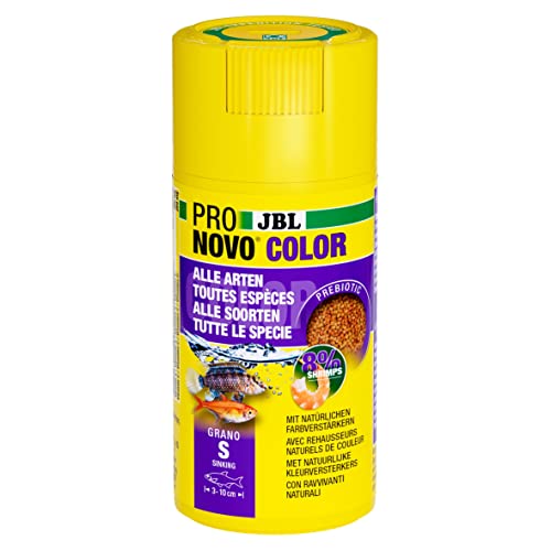 JBL PRONOVO COLOR GRANO CLICK Farbfutter für alle Aquarienfische von 3 10 cm Klickdosierer Größe S 100 ml
